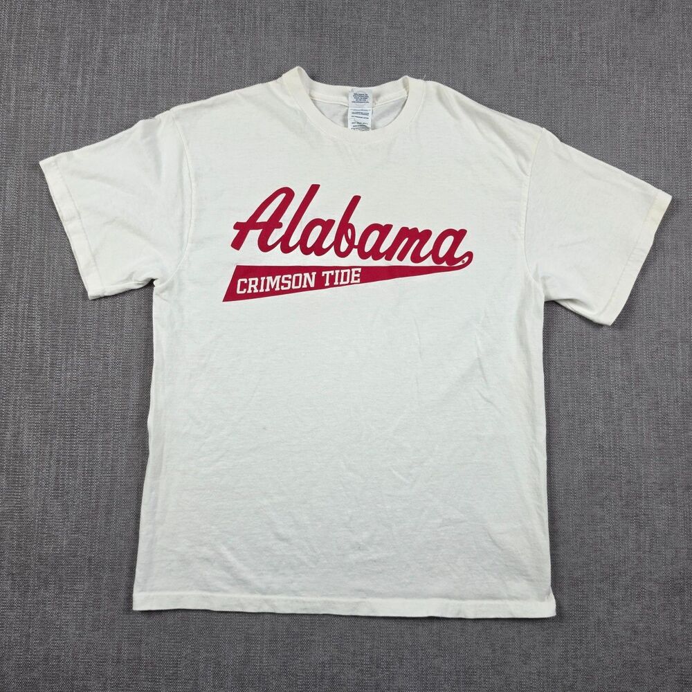 VTG Alabama Crimson Tide Shirt Mens L Delta Pro Weight White Graphic College Tee - Picture 1 of 6